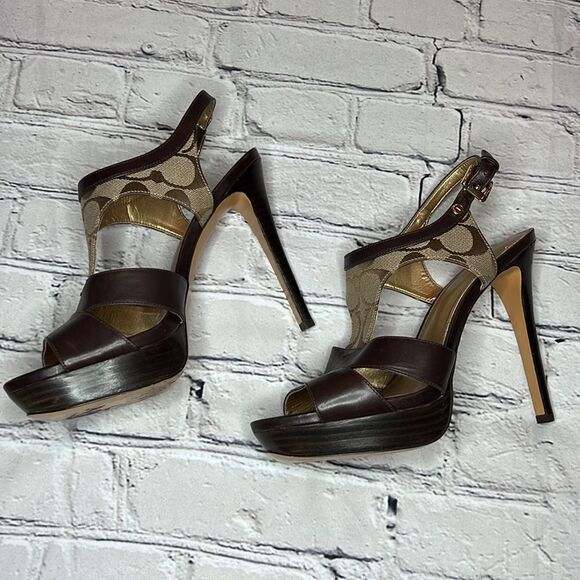 Coach Brown Leather Sandals - Picture 6 of 11